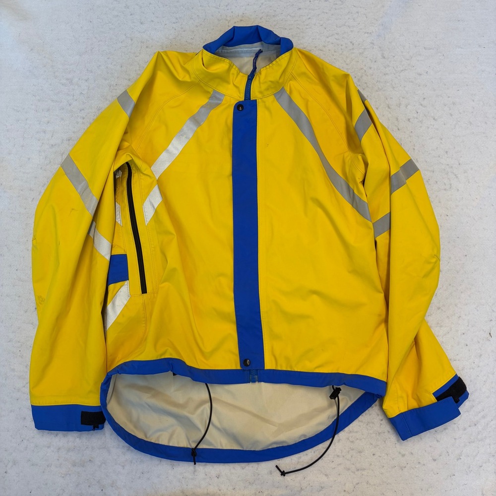 Vintage MEC Gore-Tex Cycling Jacket Mens Medium Yellow Blue Reflective